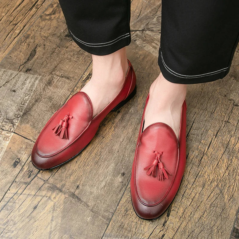 Lorenzo Burnished Tassel Loafer
