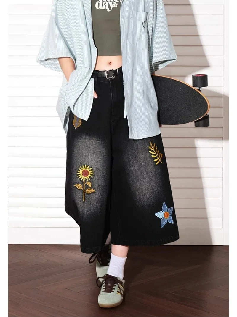 Patch & Petal Wide-Leg Denim Culotte