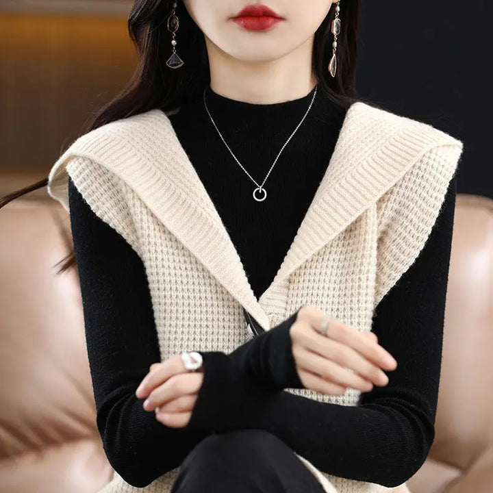 Waffle-Knit Hooded Vest