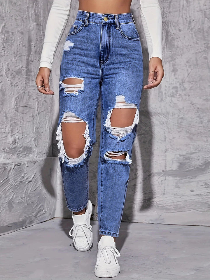 Rebel Distressed High-Rise Jean