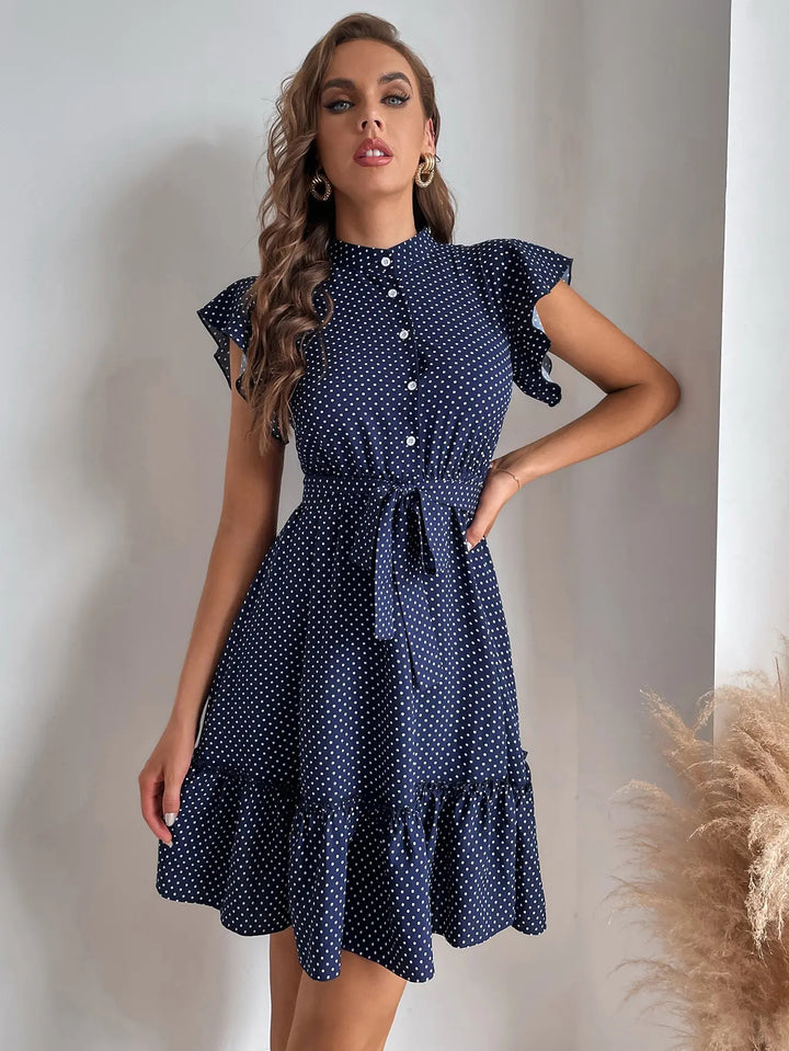 Vivienne Drape Polka Dress