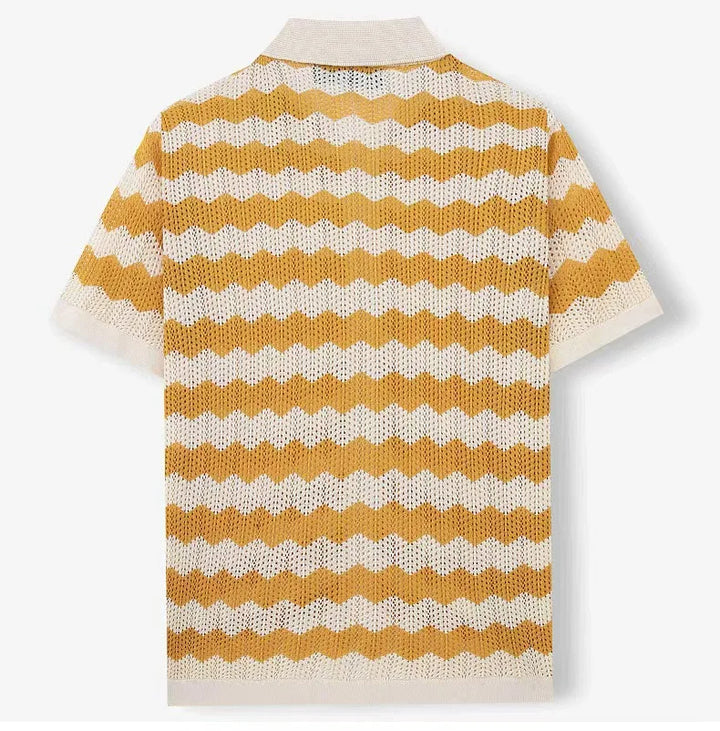 Monaco Wave Knit Button-Up