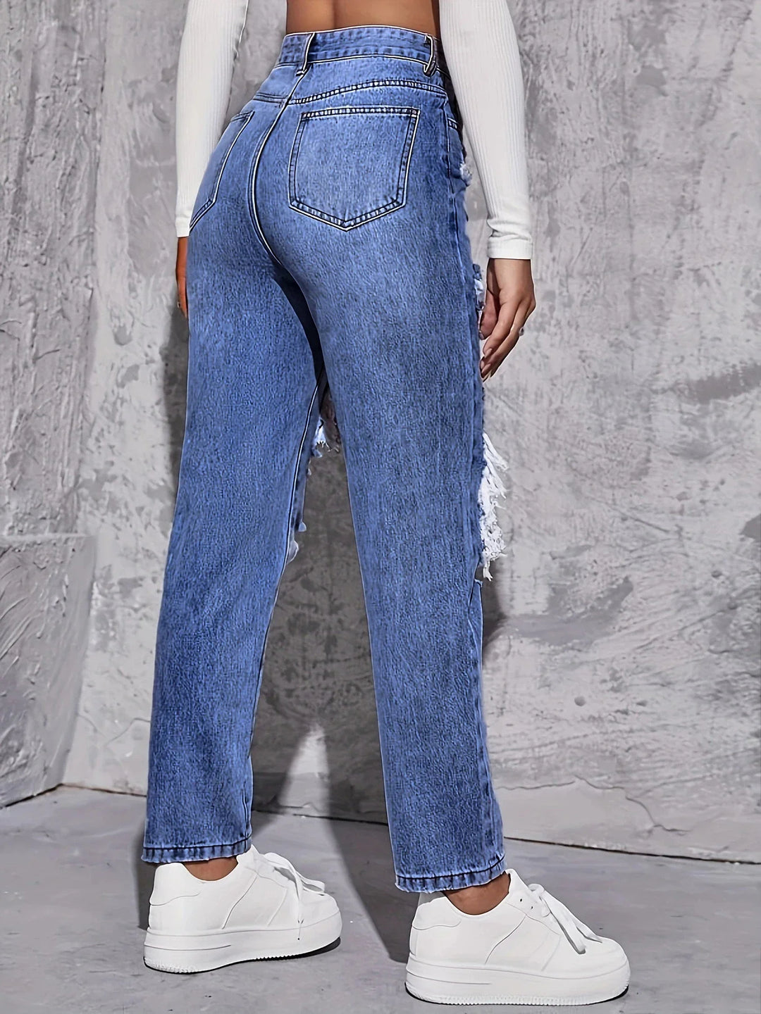 Rebel Distressed High-Rise Jean