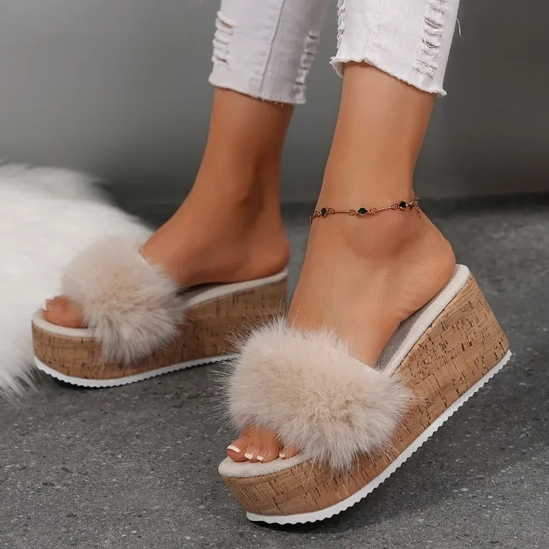 Maison Fuzzy Wedge Sandal