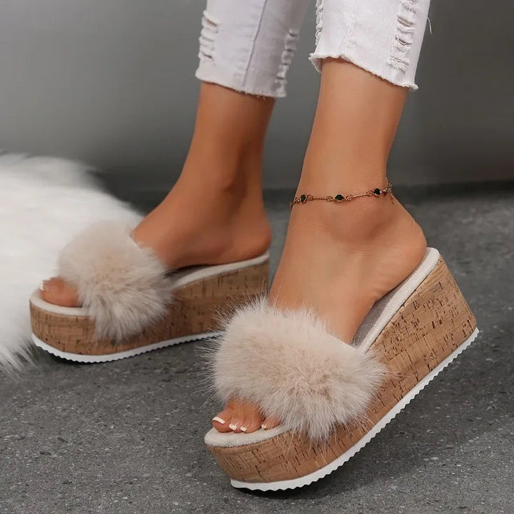 Maison Fuzzy Wedge Sandal