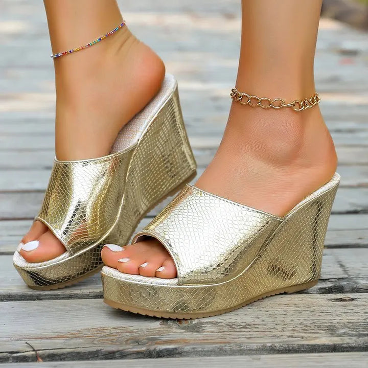 Athena Woven Wedge Mule