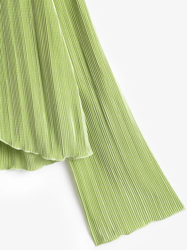 Pleated Tie-Front Blouse