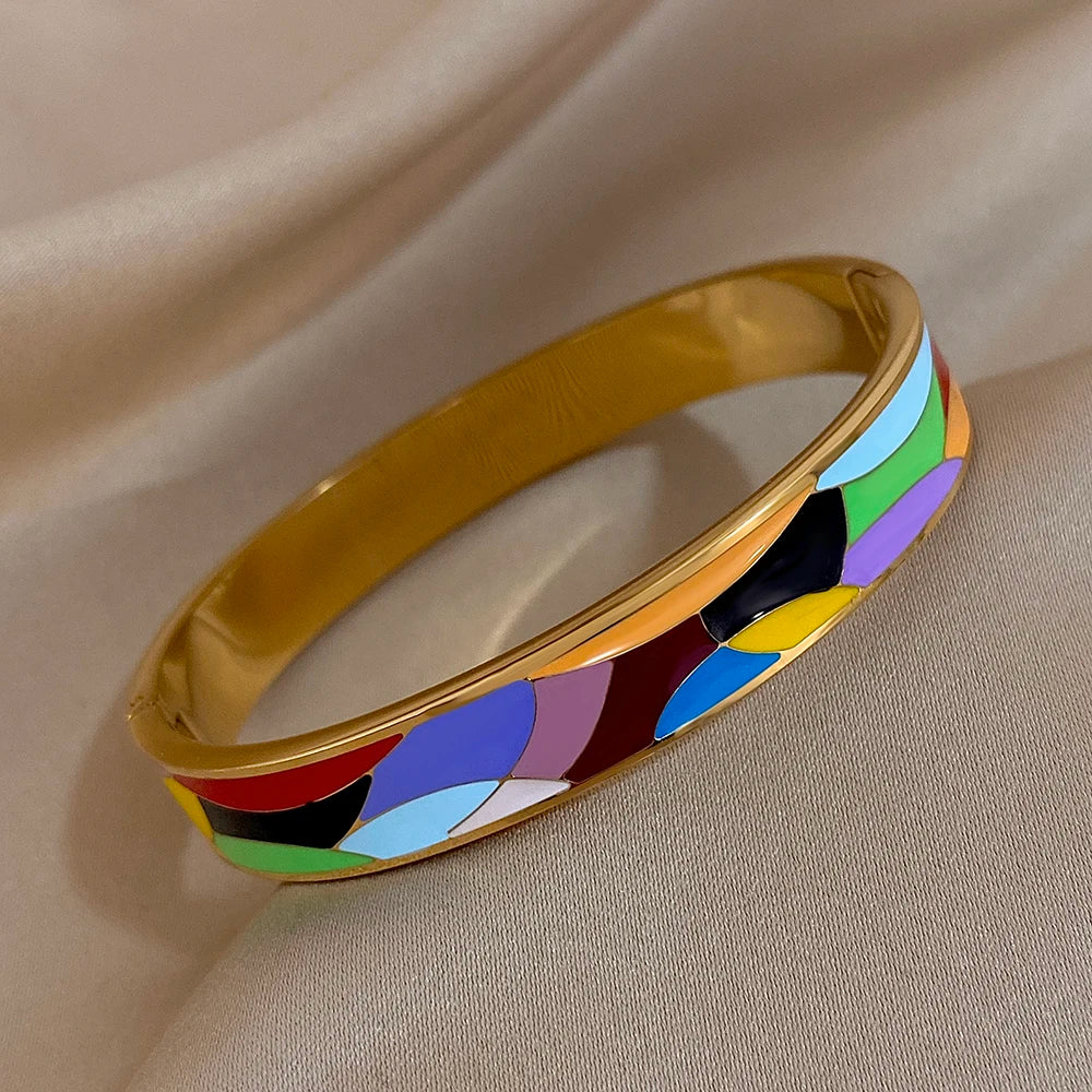 Mosaic Abstract Enamel Bangle