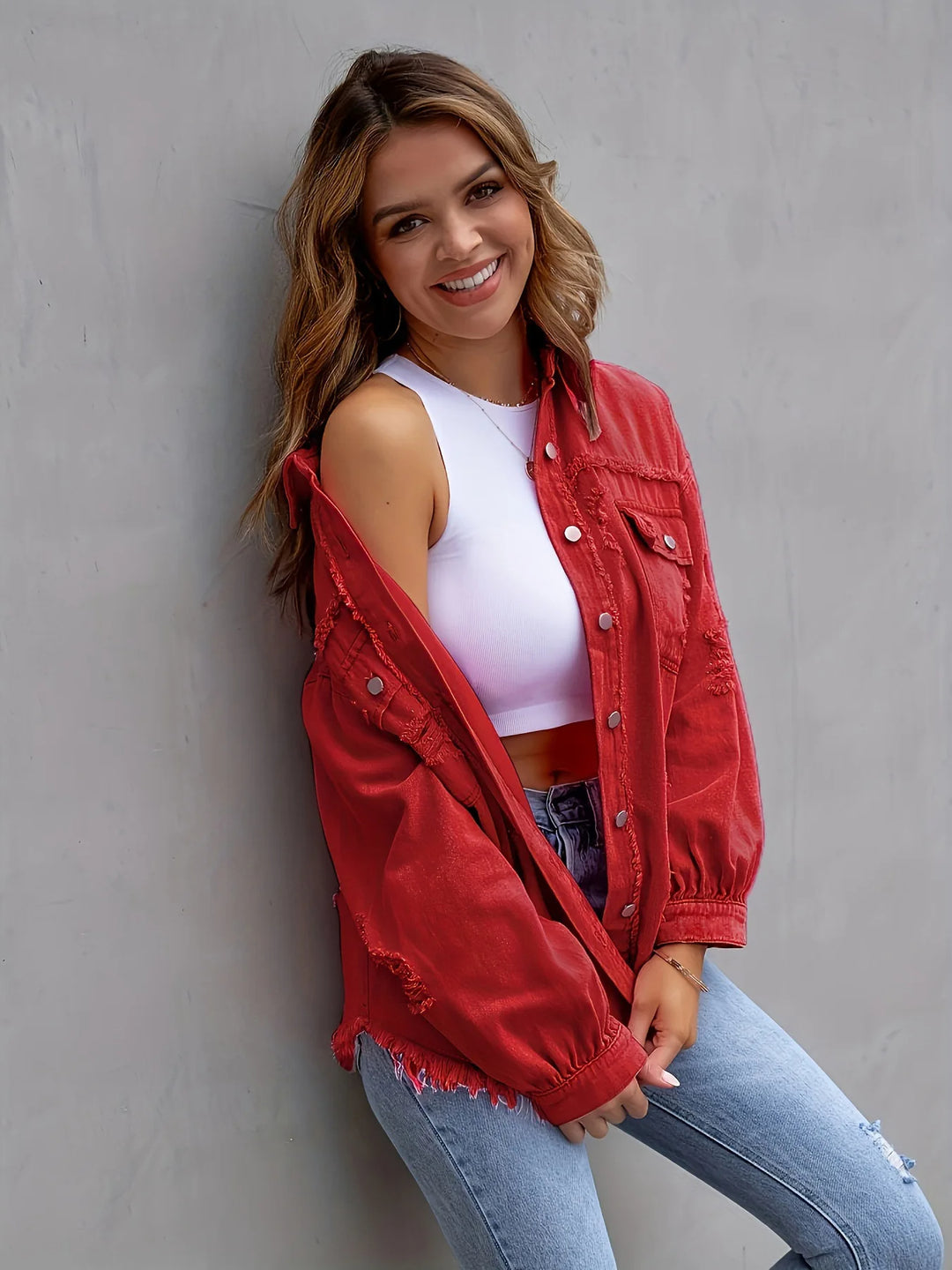 Midtown Distressed Denim Shirt Jacket