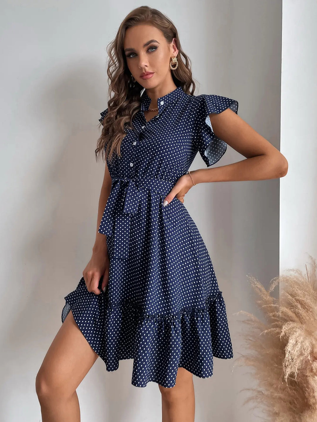 Vivienne Drape Polka Dress
