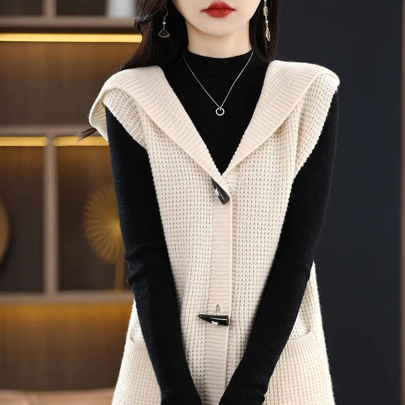 Waffle-Knit Hooded Vest