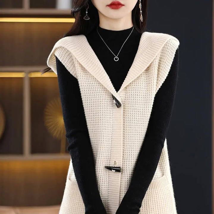 Waffle-Knit Hooded Vest