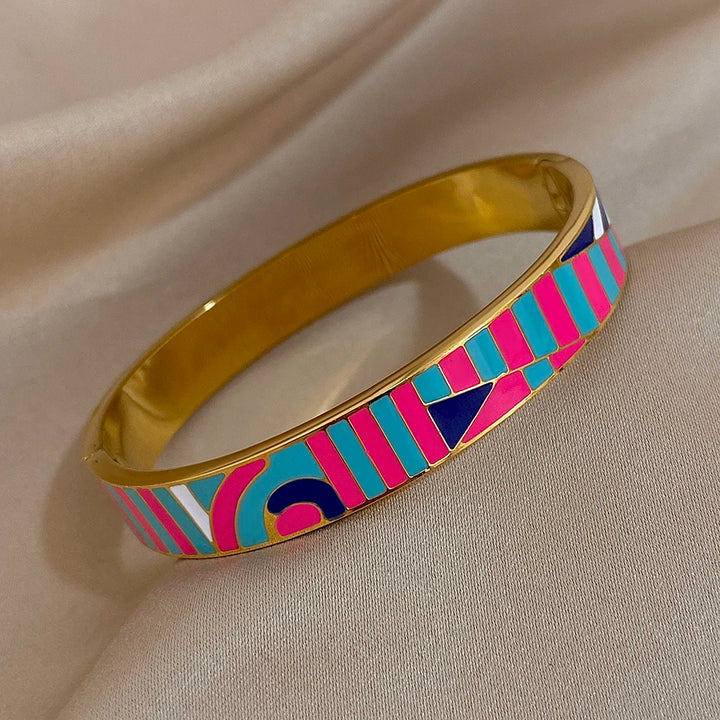Mosaic Abstract Enamel Bangle