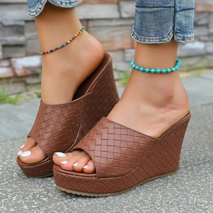 Athena Woven Wedge Mule