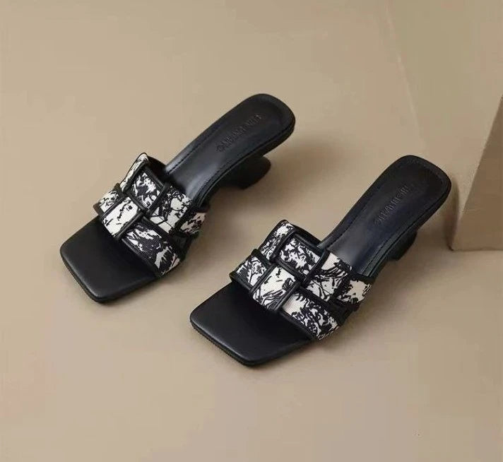 Opale Toile Slide Heel