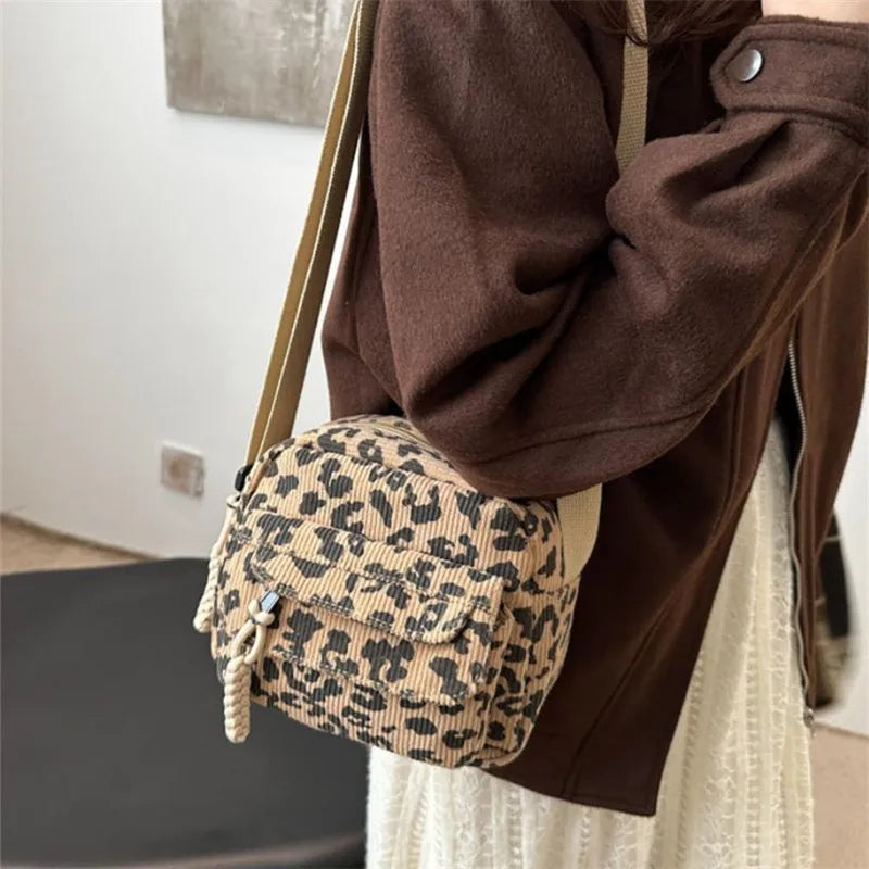 Cheetah Corduroy Crossbody Bag
