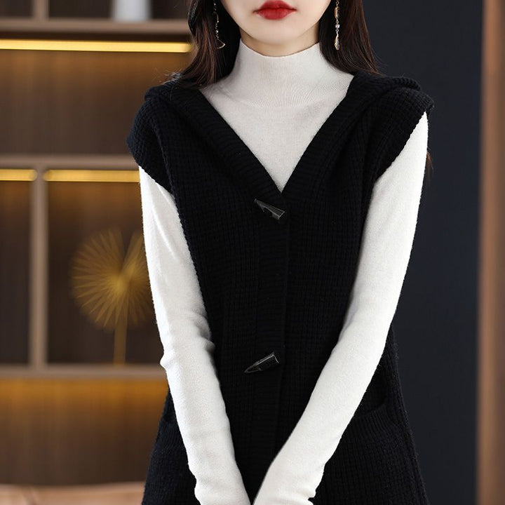 Waffle-Knit Hooded Vest