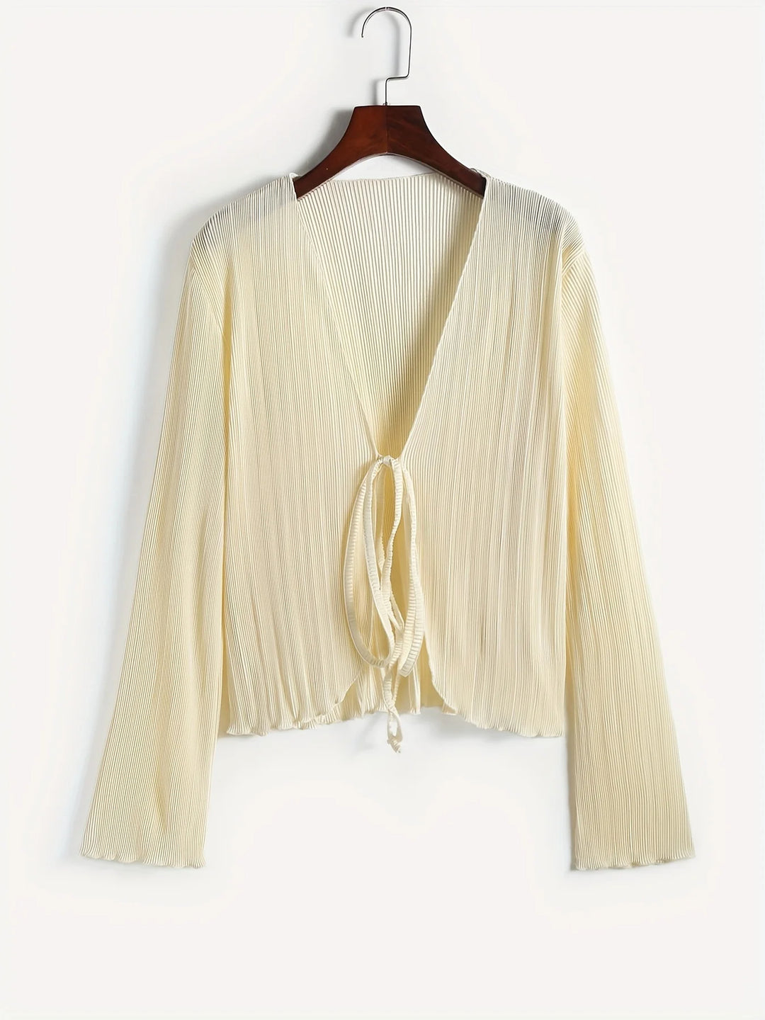 Pleated Tie-Front Blouse