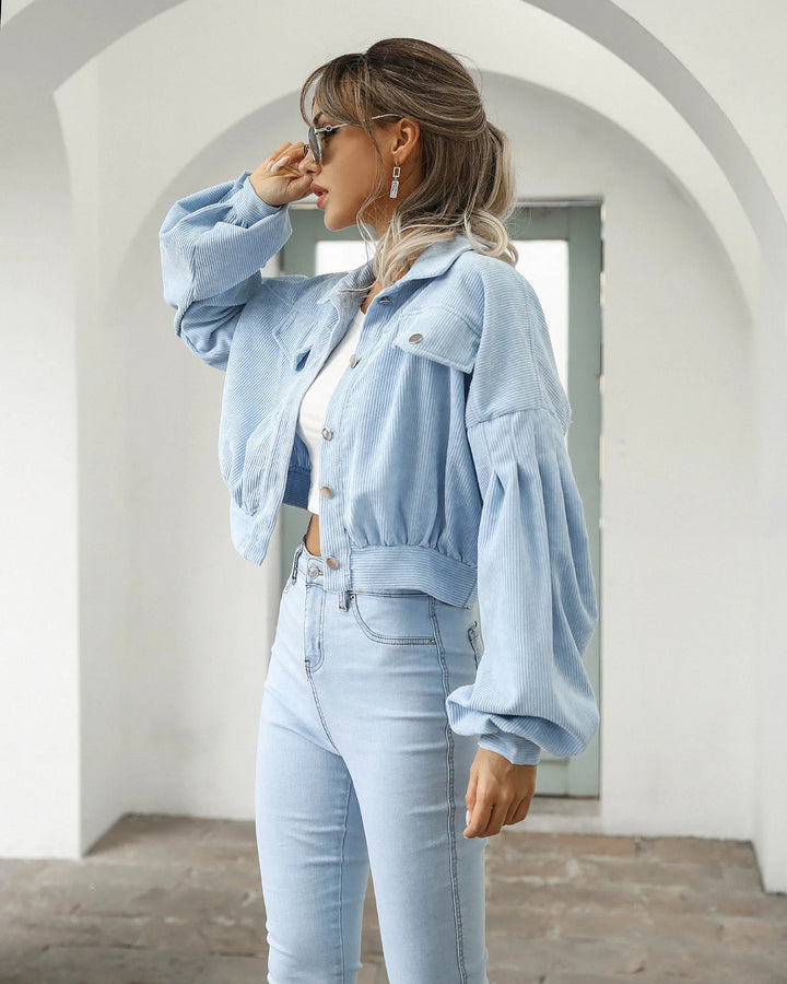 Velour Corduroy Cropped Jacket