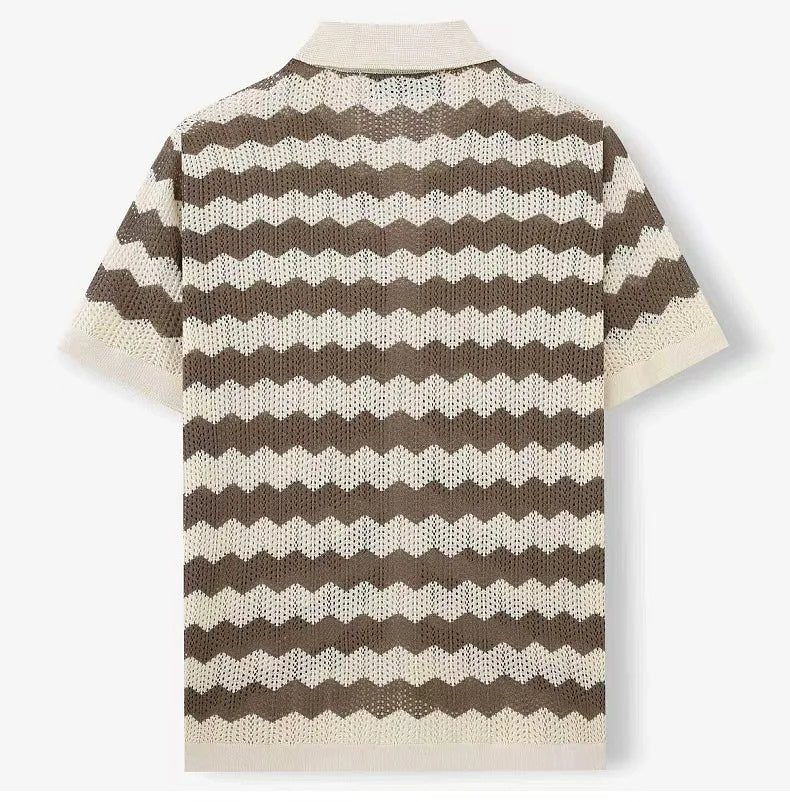 Monaco Wave Knit Button-Up