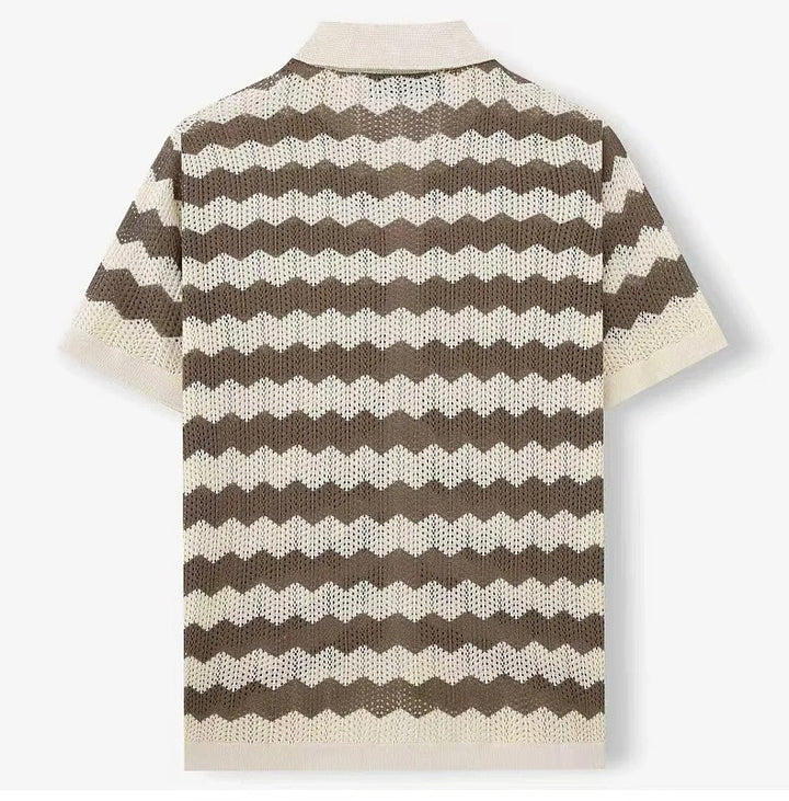 Monaco Wave Knit Button-Up