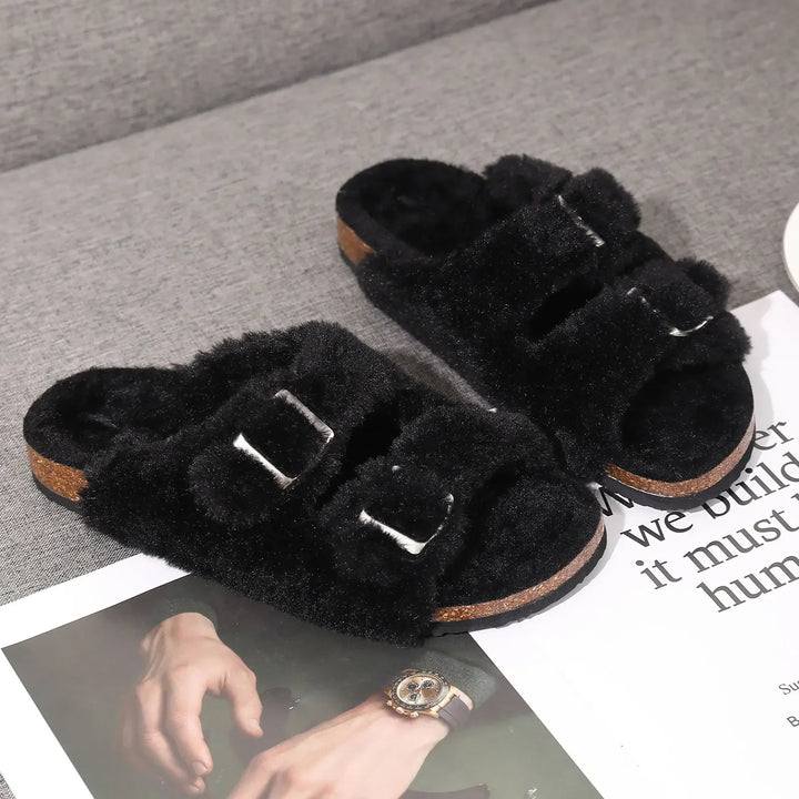 Belle Maison Faux Fur Slides