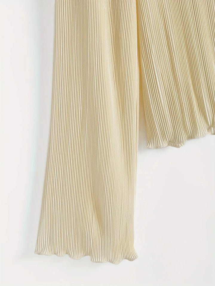 Pleated Tie-Front Blouse