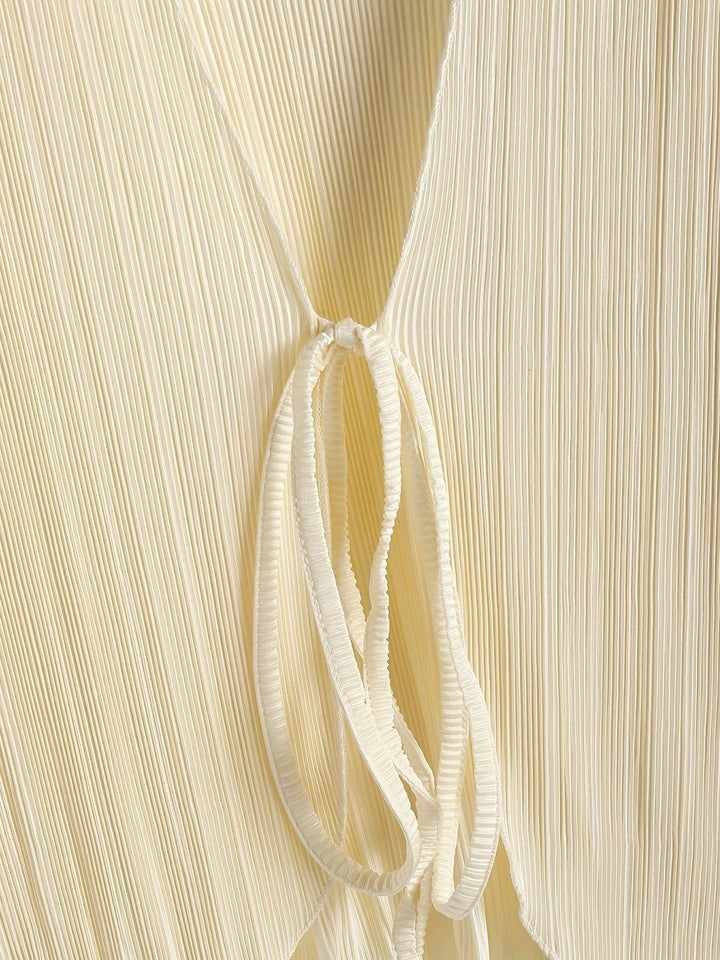 Pleated Tie-Front Blouse