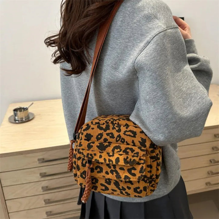 Cheetah Corduroy Crossbody Bag