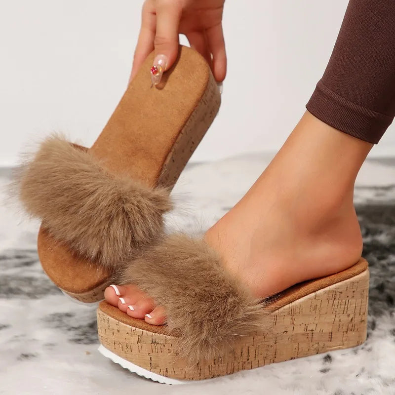 Maison Fuzzy Wedge Sandal