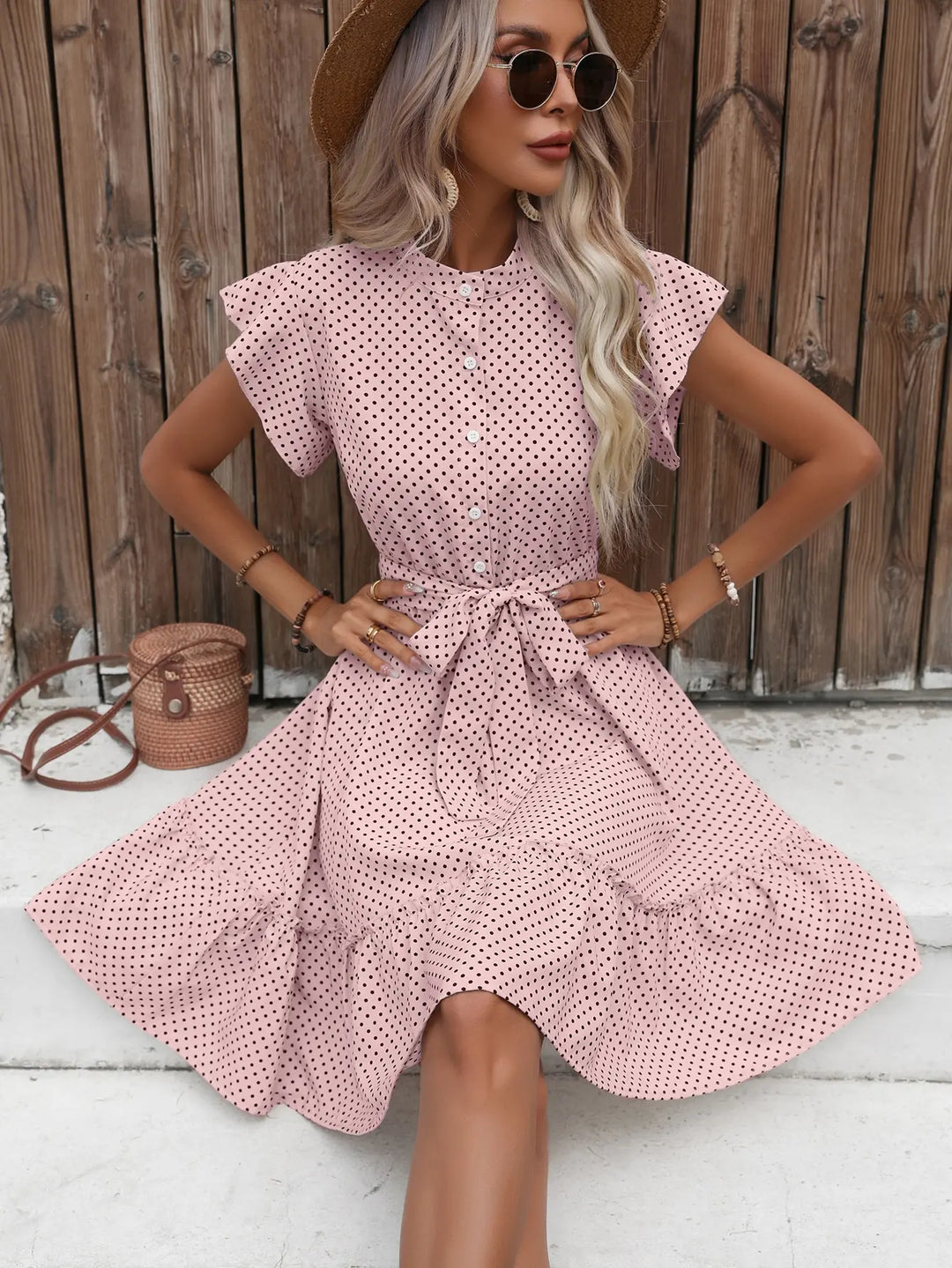 Vivienne Drape Polka Dress