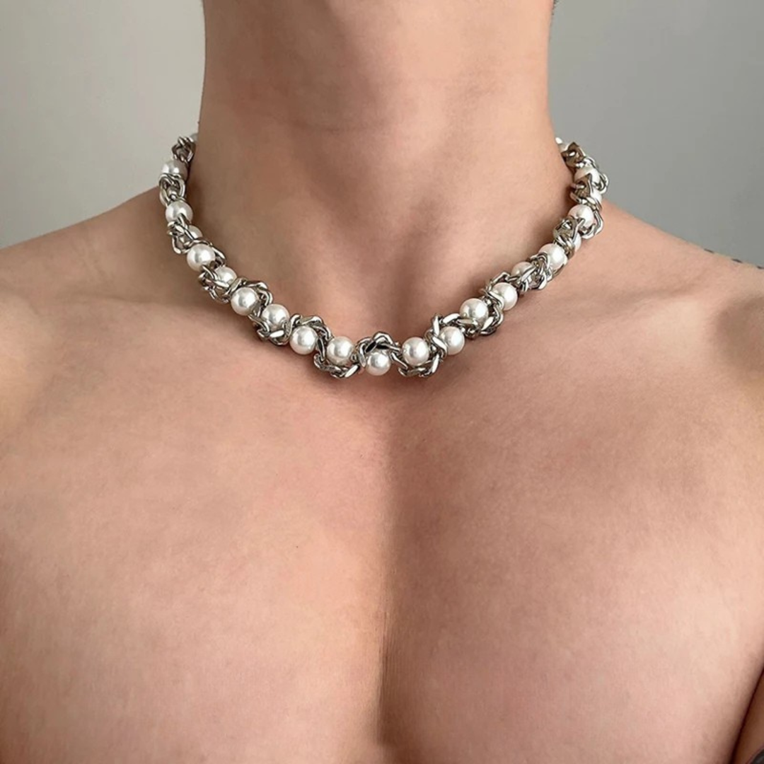 Sterling Pearl Chain Necklace