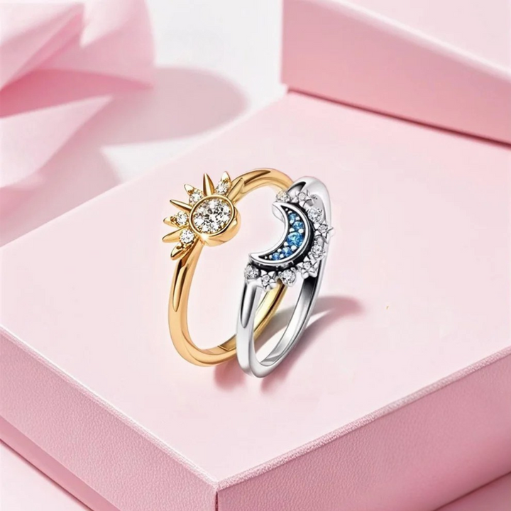 Celestial Harmony Sun & Moon Ring Set
