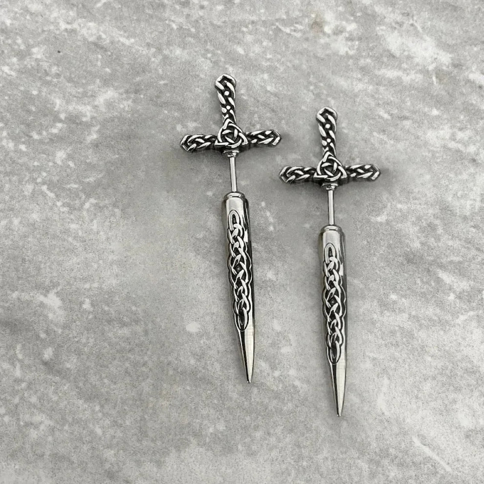 Rune Sword Drop Earrings