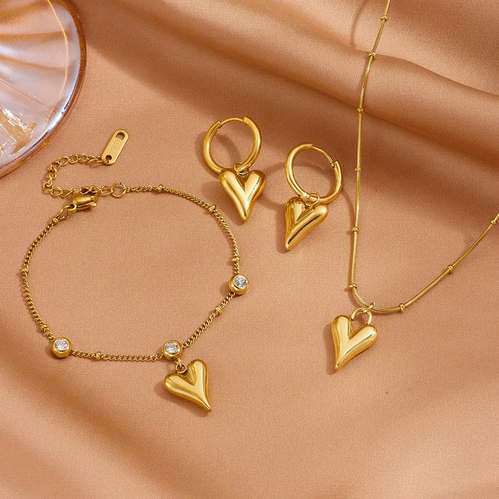 Puffed Heart Jewelry Set