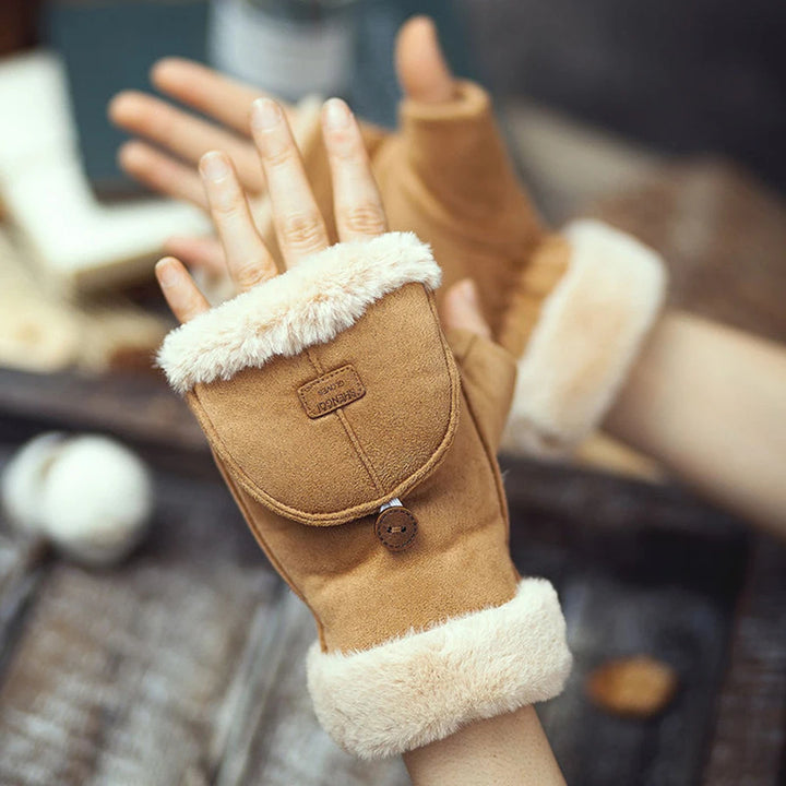 Vail Suede Flip-Top Mittens