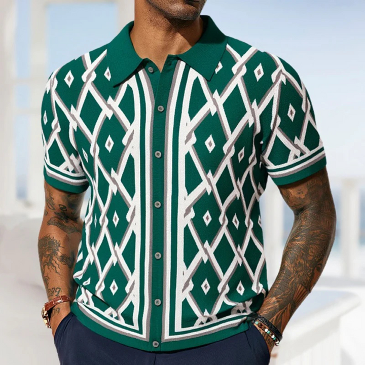 Gentry Jacquard Knit Button-Up