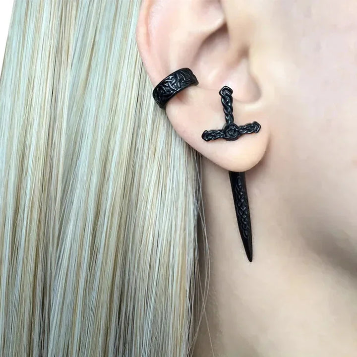 Rune Sword Drop Earrings