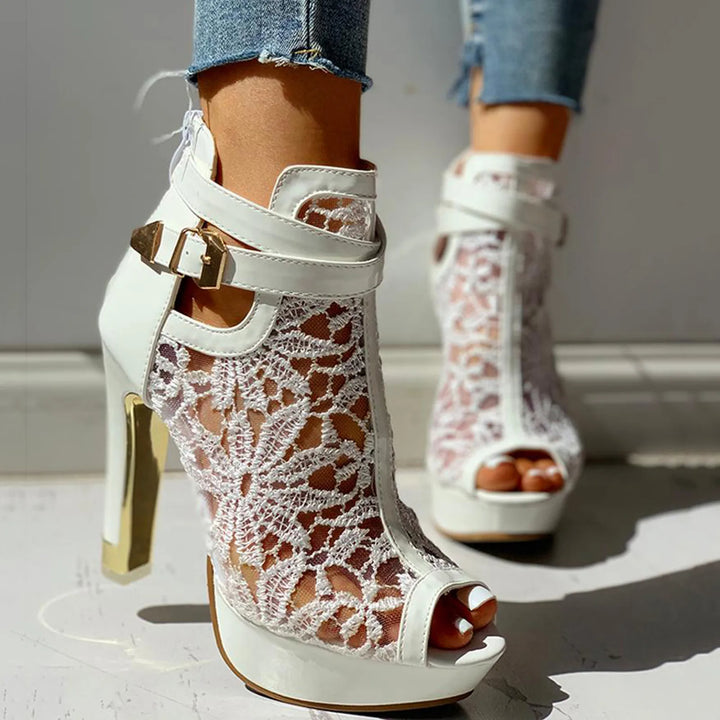Monroe Mesh Bloom Heels