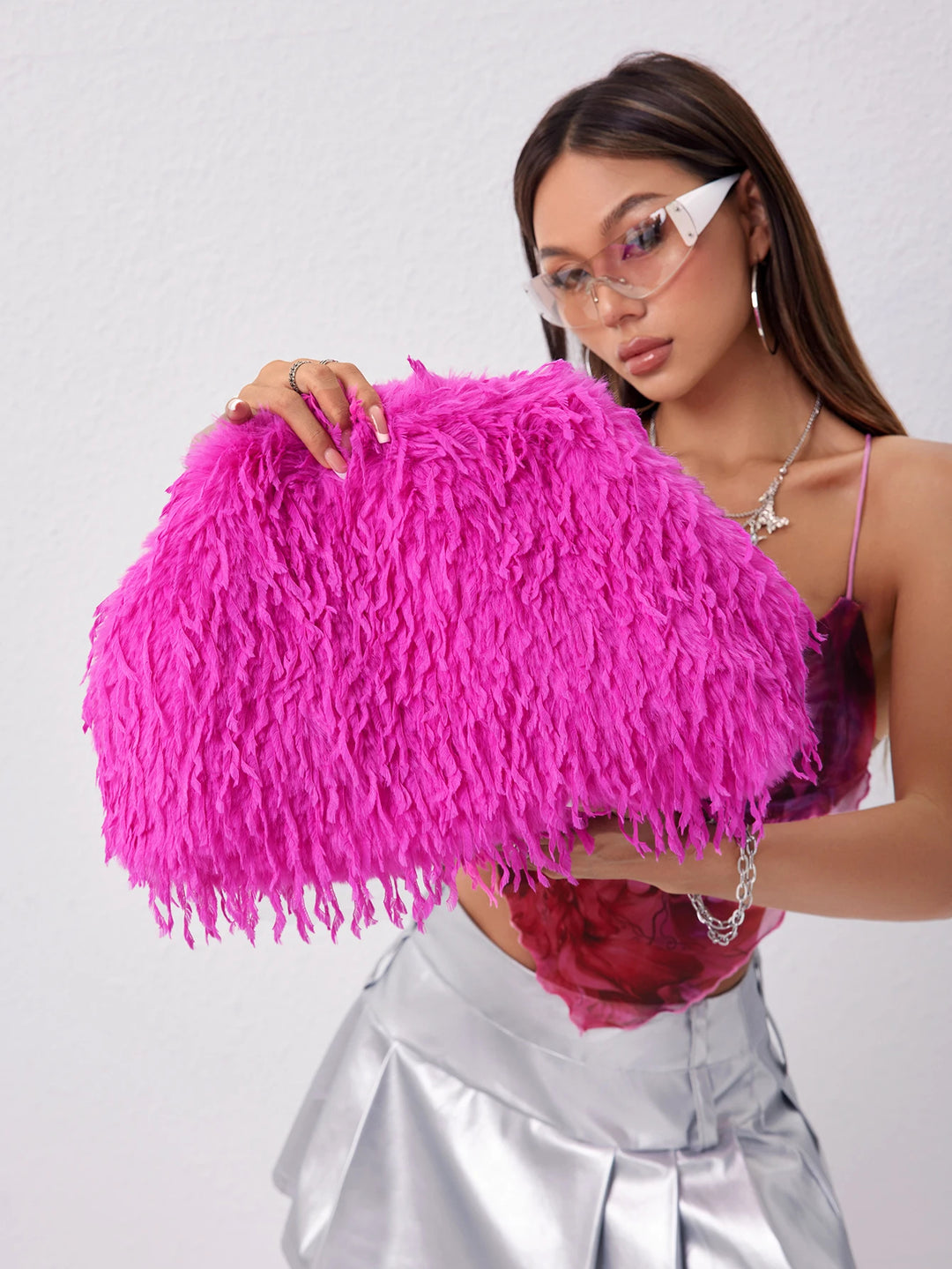 Glamour Feather Clutch Bag