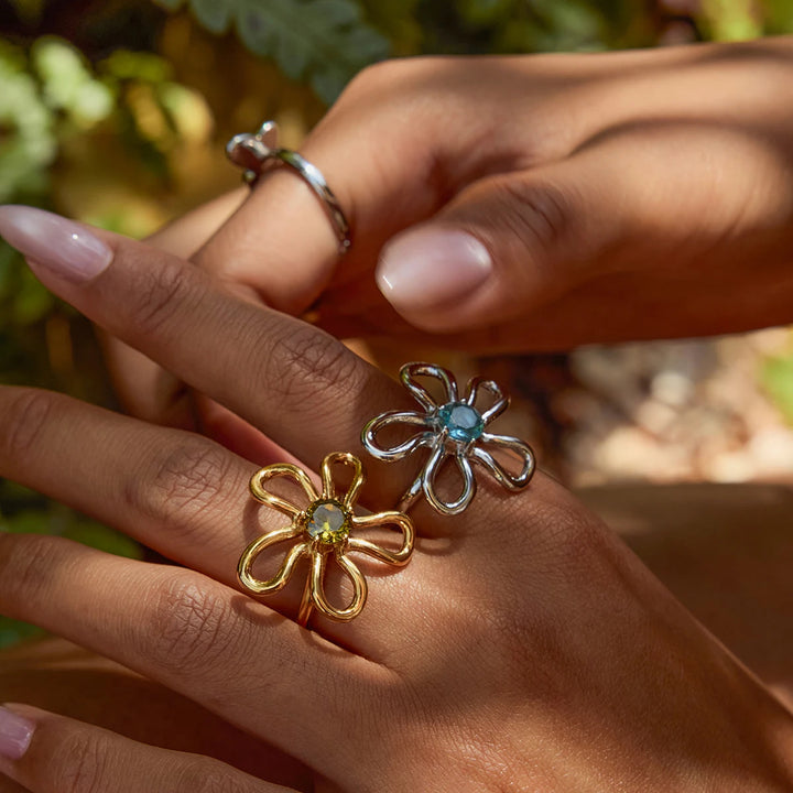 Floral Zircon Ring