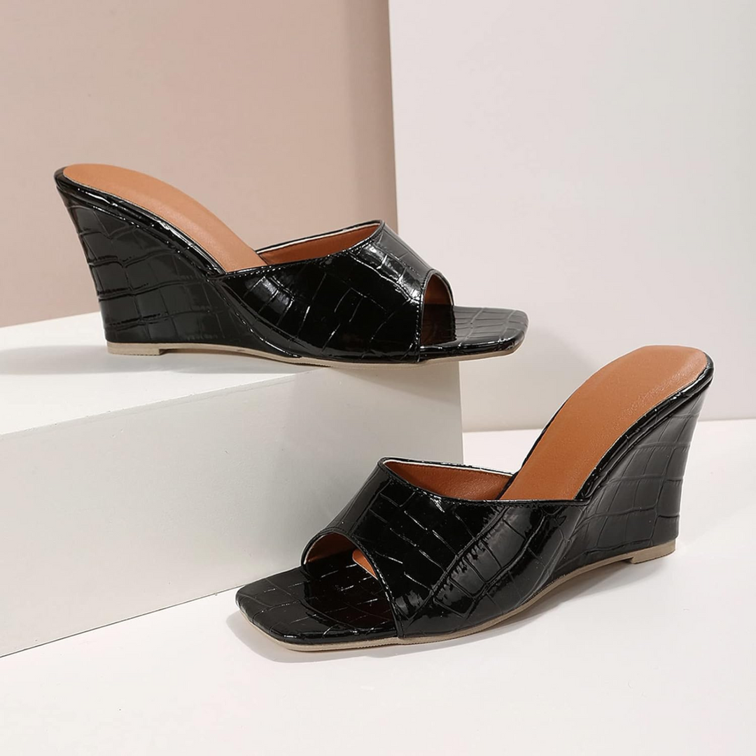 Estelle Faux Snake Leather Wedges