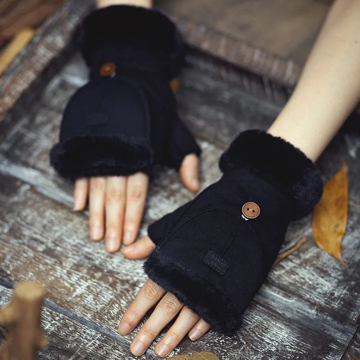 Vail Suede Flip-Top Mittens