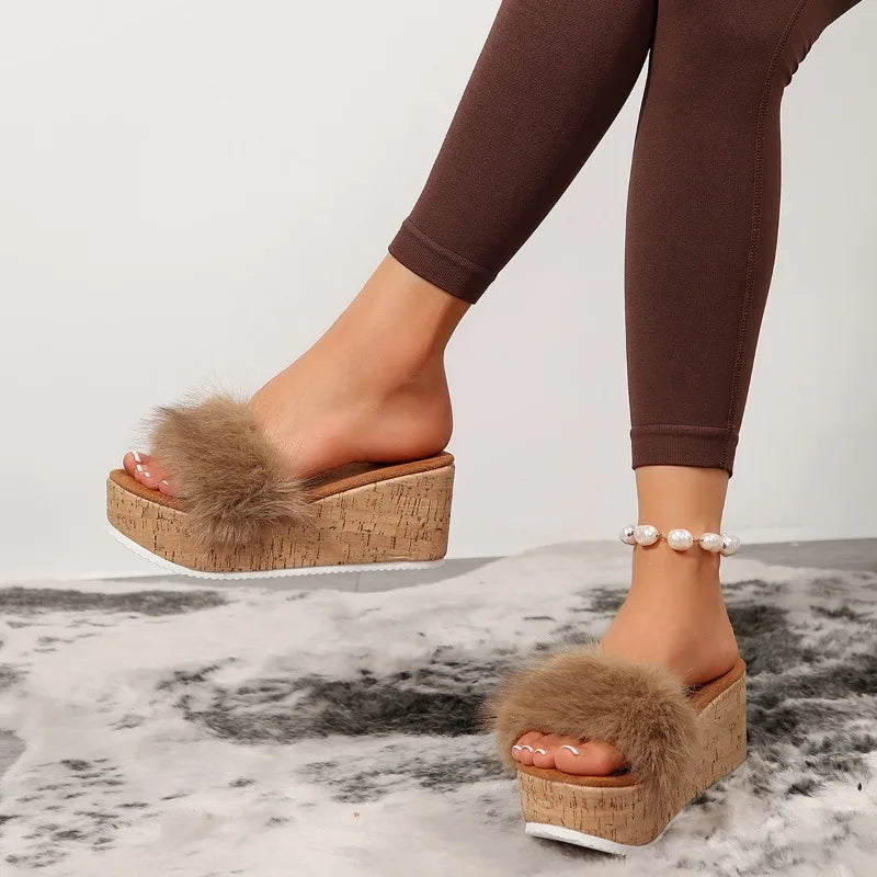 Maison Fuzzy Wedge Sandal