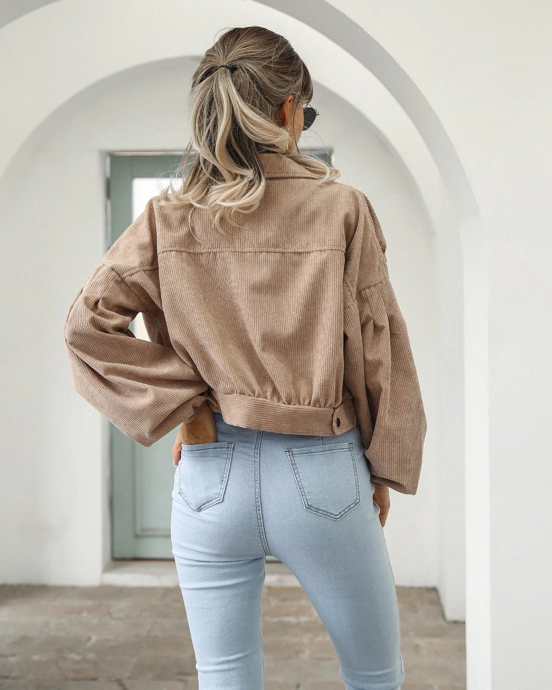 Velour Corduroy Cropped Jacket
