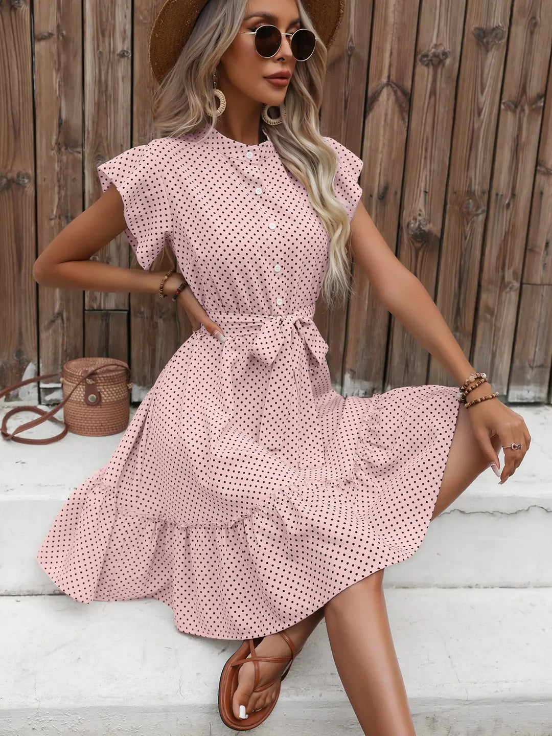Vivienne Drape Polka Dress