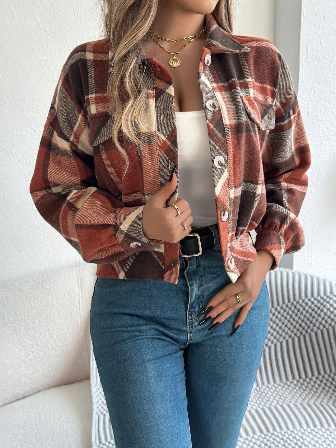 Aubrey Cropped Flannel Shacket