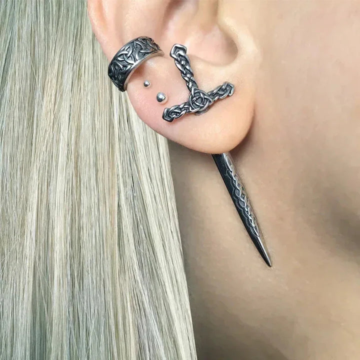 Rune Sword Drop Earrings