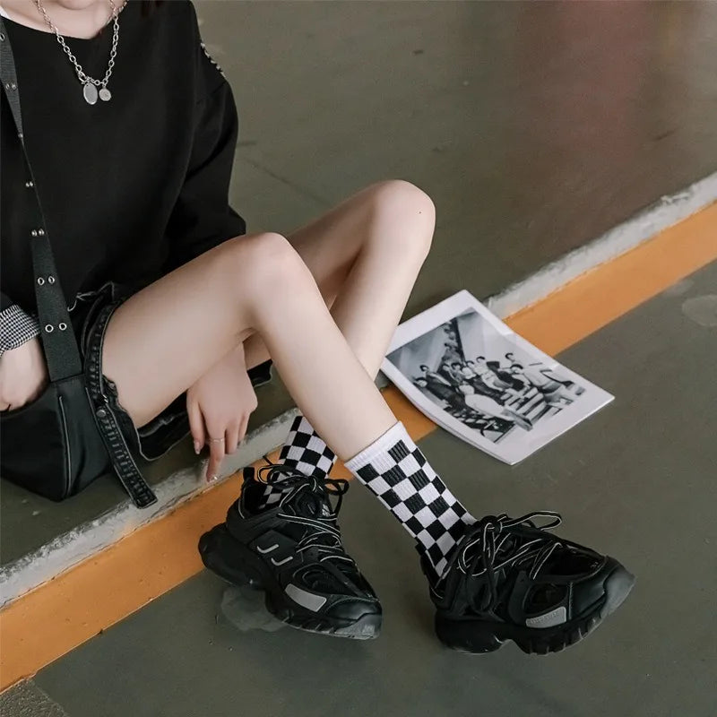 Checker Grid Crew Sock Set