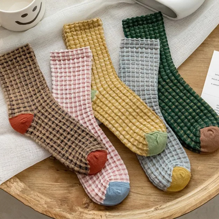 Plaid & Pecan Waffle Sock Set